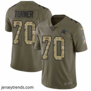 Suave Nike Panthers #70 Trai Turner Olive Camo Stitched NFL Limited 2017 Salute to Service Jersey