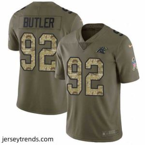 Magnificent Nike Panthers #92 Vernon Butler Olive Camo Stitched NFL Limited 2017 Salute to Service Jersey