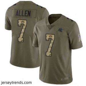 Captivating Panthers 7 Kyle Allen Olive Camo Stitched Football Limited 2017 Salute to Service Jersey