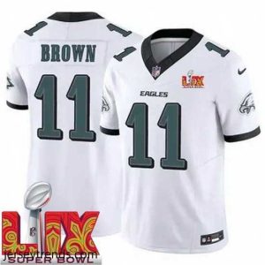 Captivating Philadelphia Eagles A.J. Brown #11 White 2025 Super Bowl LIX F.U.S.E Stitched NFL Jersey
