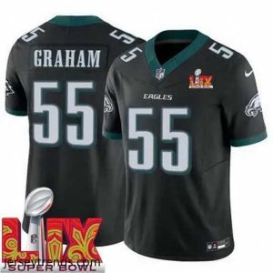 Striking Philadelphia Eagles Brandon Graham #55 Black 2025 Super Bowl LIX F.U.S.E Stitched NFL Jersey