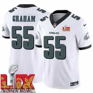 Radiant Philadelphia Eagles Brandon Graham #55 White 2025 Super Bowl LIX F.U.S.E Stitched NFL Jersey