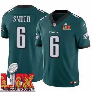 Striking Philadelphia Eagles DeVonta Smith #6 Green 2025 Super Bowl LIX F.U.S.E Stitched NFL Jersey
