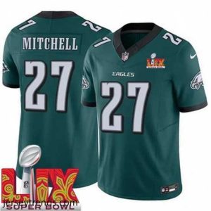 Radiant Philadelphia Eagles Quinyon Mitchell #27 Green 2025 Super Bowl LIX F.U.S.E Stitched NFL Jersey