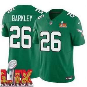 Brilliant Philadelphia Eagles Saquon Barkley #26 Kelly Green 2025 Super Bowl LIX F.U.S.E Stitched NFL Jersey