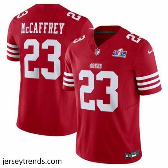 Youth-San-Francisco-49ers-23-Christian-McCaffrey-Red-2023-F-U-S-E-Vapor-Untouchable-Limited-Stitched-Football-2024-Super-Bowl-LVIII-Jersey-865427_23757_550X550