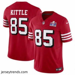 Striking San Francisco 49ers 85 George Kittle New Red 2023 F.U.S.E  Vapor Untouchable Limited Stitched Football 2024 Super Bowl LVIII Jersey