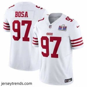 Captivating San Francisco 49ers 97 Nick Bosa White 2023 F.U.S.E  Vapor Untouchable Limited Stitched Football 2024 Super Bowl LVIII Jersey