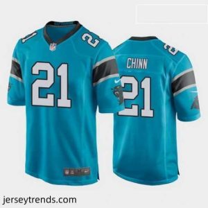 Striking jeremy chinn carolina panthers blue game jersey
